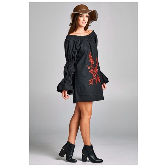 Black Embroidered Tunic Dress - Picture 4 of 10